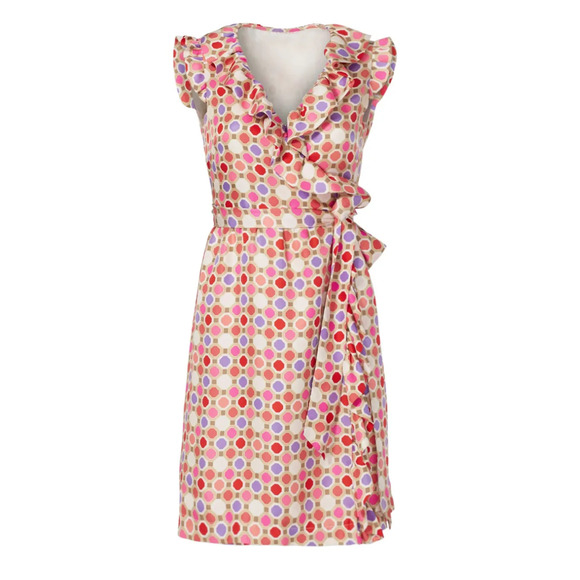 Kate Spade x Florence Broadhurst Aubrey Ruffle Wrap Dress 100% Silk Size 8 - Picture 3 of 16